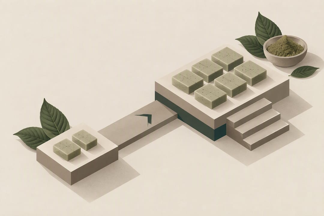 Isometric illustration of a small soap trial