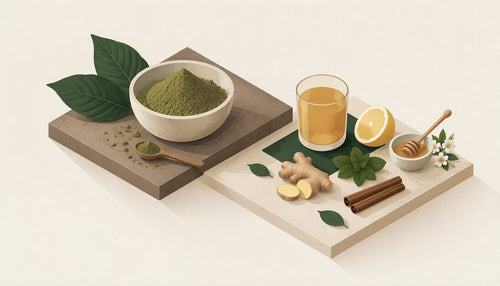 Geometric layers suggest balancing earthy kratom notes